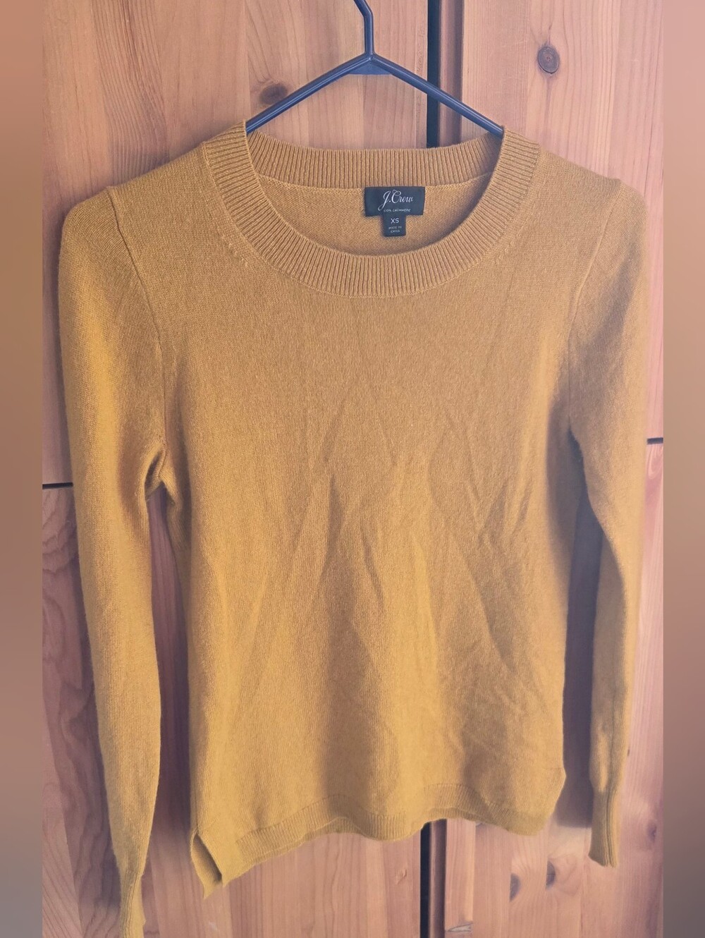 J Crew Women's Mustard Cashmere Ceew Neck Sweater Size XS